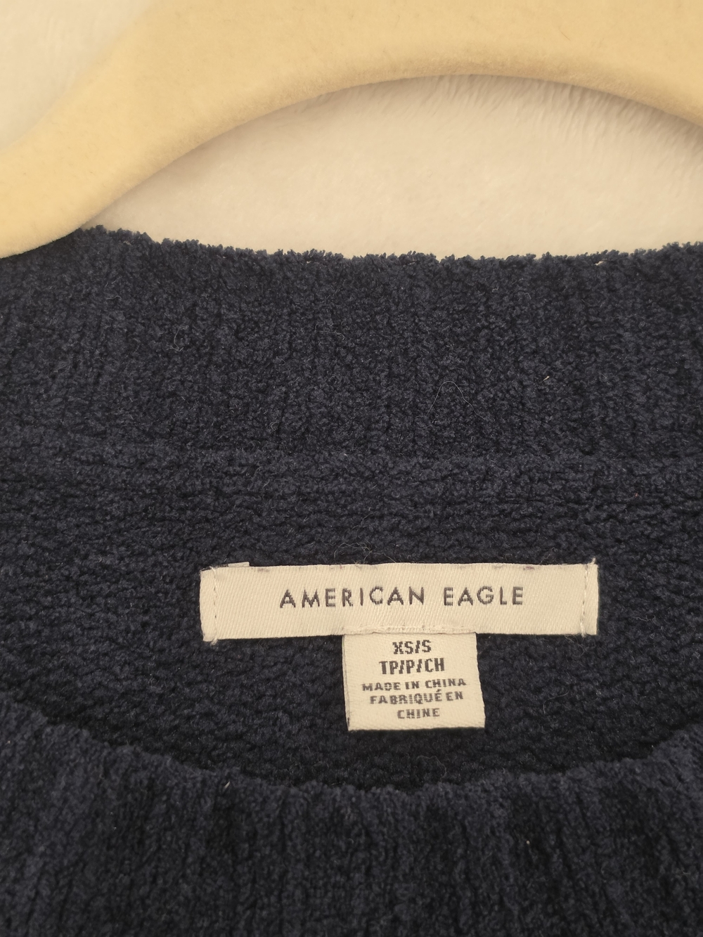 American Eagle Outfitters Navy Textured Crewneck Sweater Oversized Size XSMALL